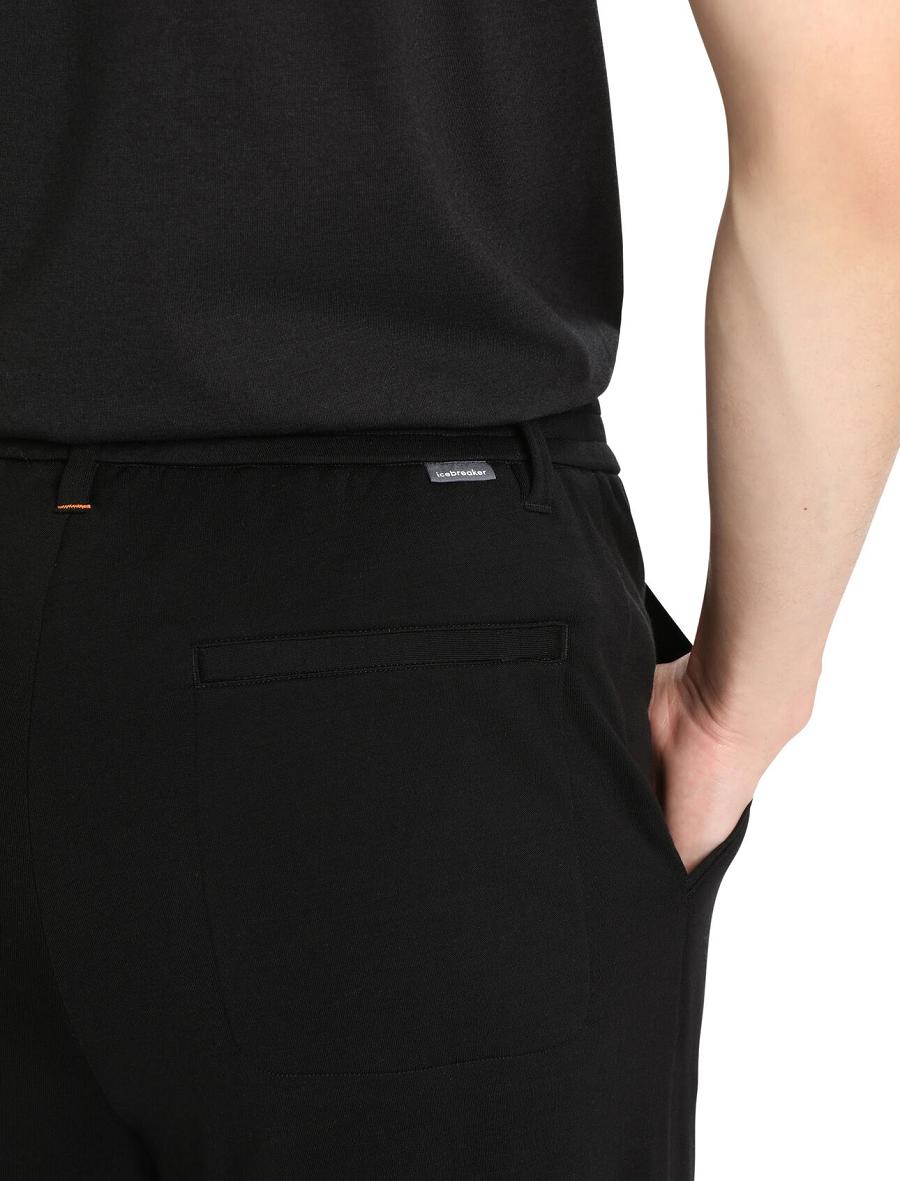 Men's Icebreaker MerinoFine™ Interlock Pants Black | CA 1828TCEV